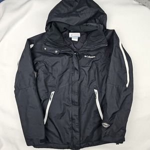 Columbia Interchange Omni-Tech Waterproof Jacket Black Womens Sz XS Hooded Shell